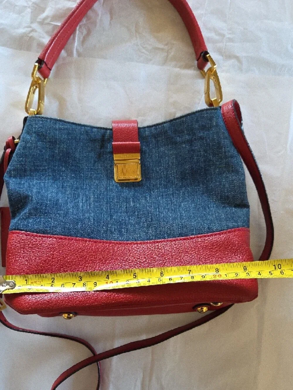 Miu Miu Convertible Denim and Leather Bag